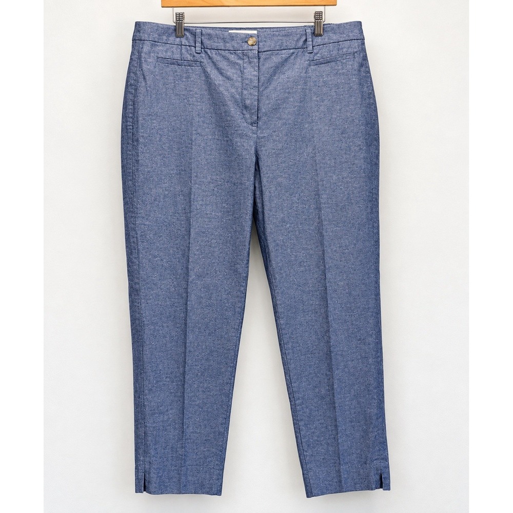 Talbots Woman Blue Chambray Cotton Ankle Pants Size 16W